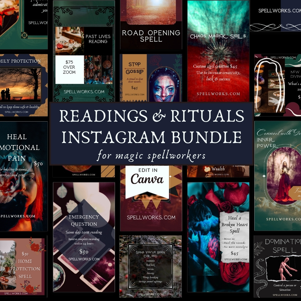 Readings and Rituals Instagram template Bundle for Canva