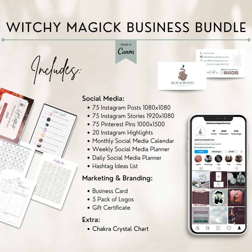 Spiritual Witch Social Media Templates for Canva