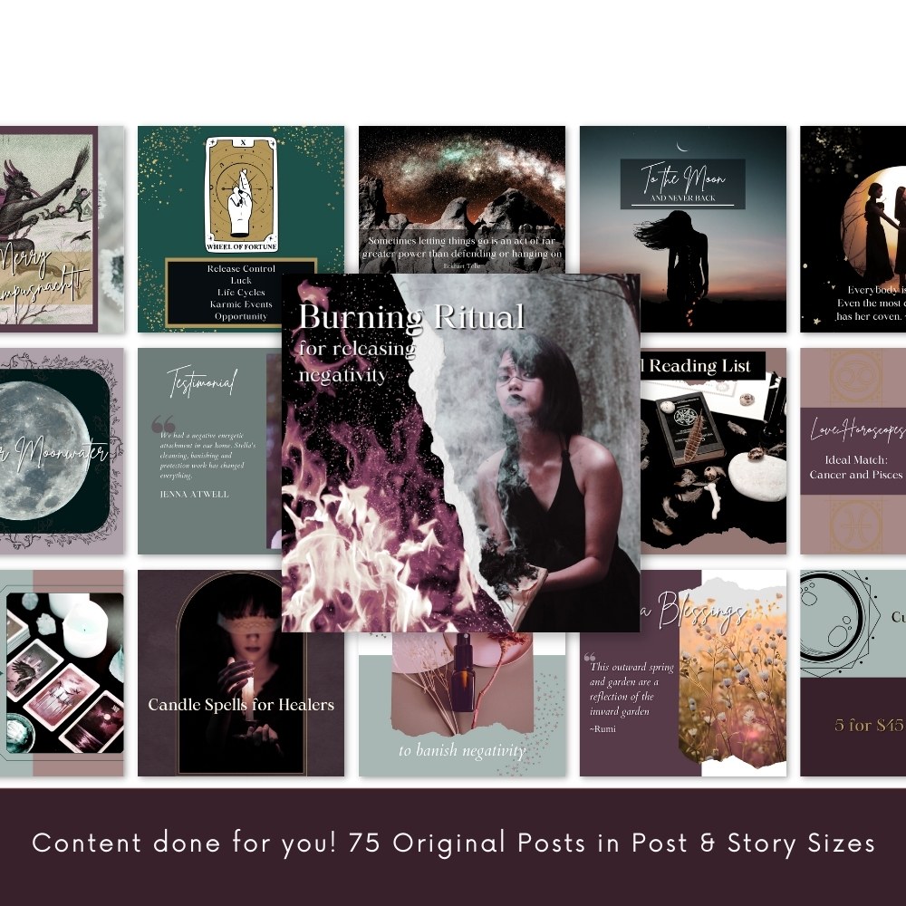 Spiritual Witch Social Media Templates for Canva