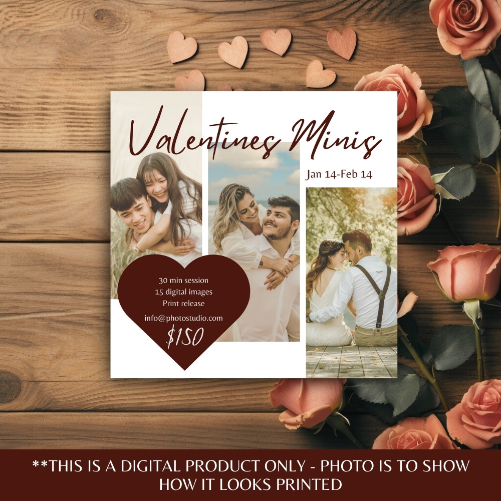 Valentines mini shoot session templates for photographer marketing