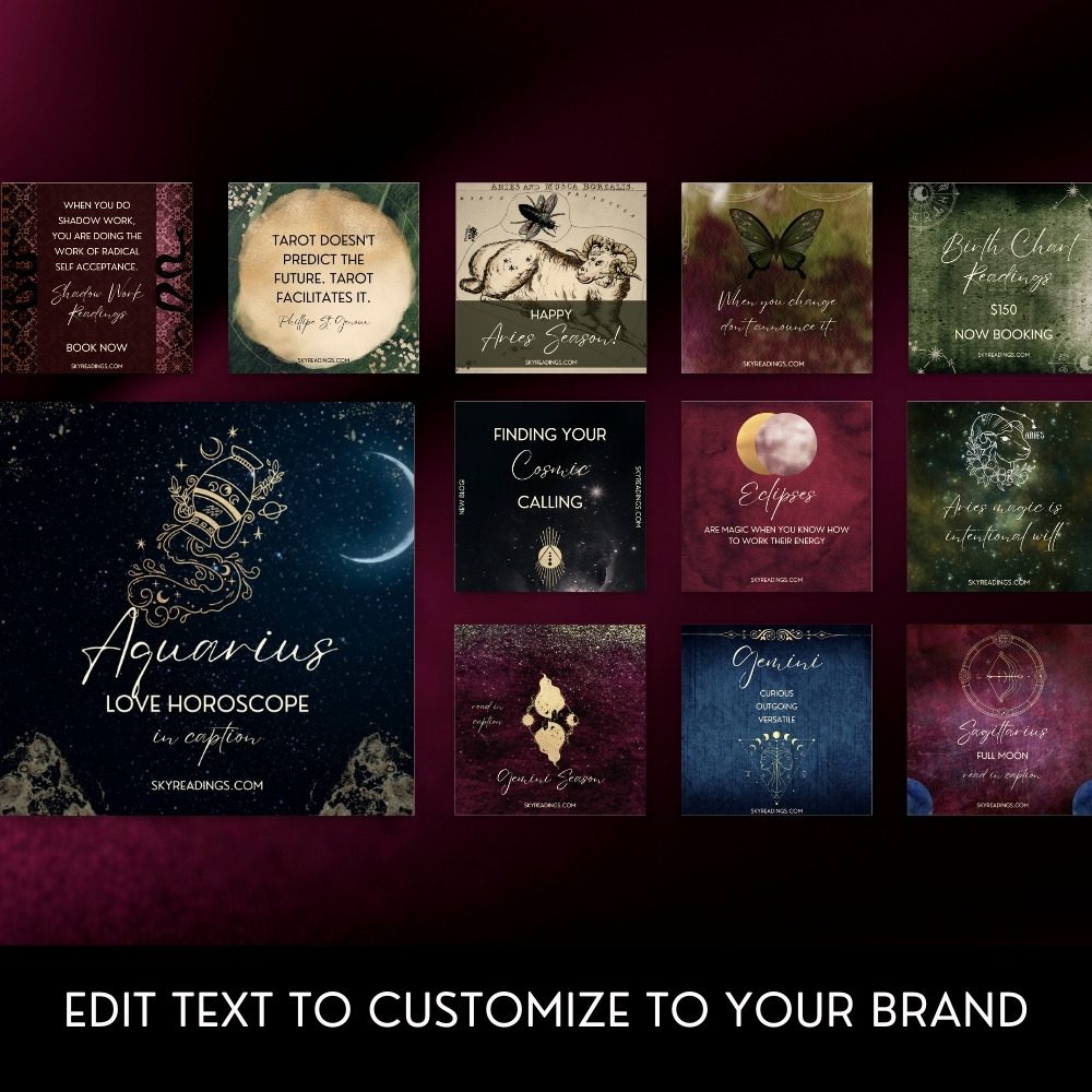 Canva social media templates for astrologers and tarot readers