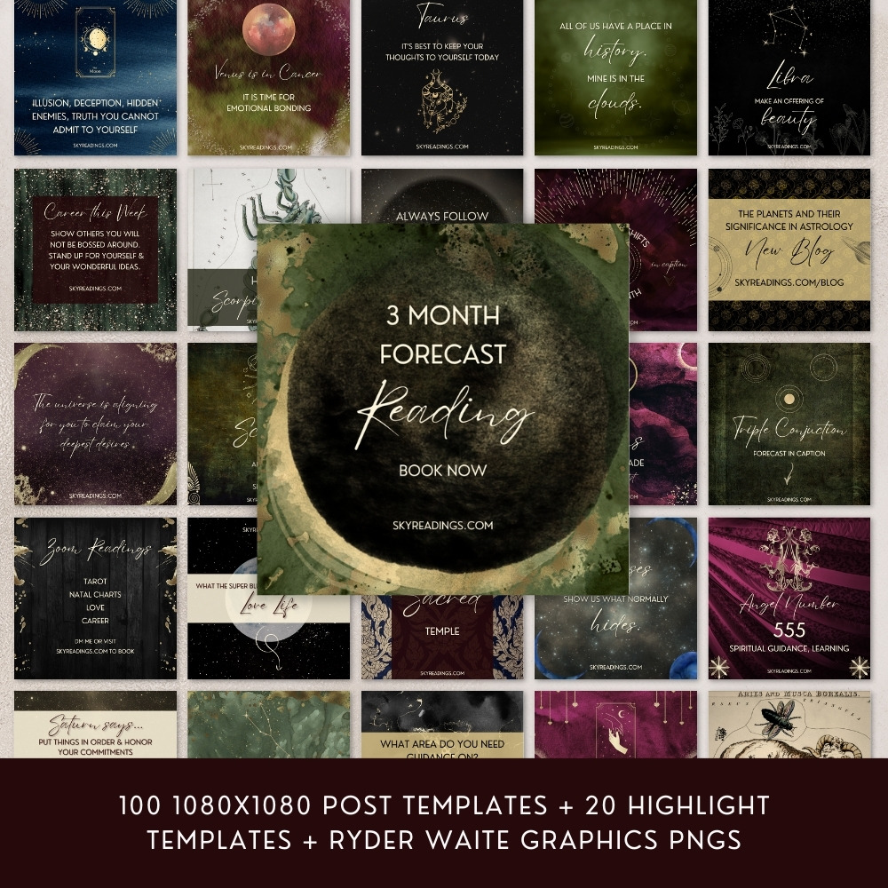 Canva social media templates for astrologers and tarot readers
